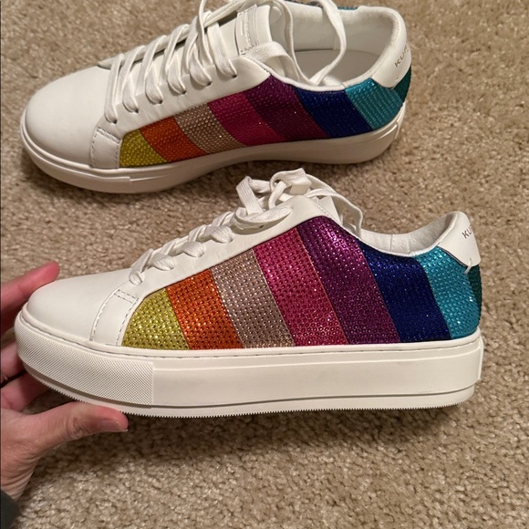 Kurt Geiger Laney stripe crystal rainbow white sneaker shoe size 38.5 - Picture 4 of 8